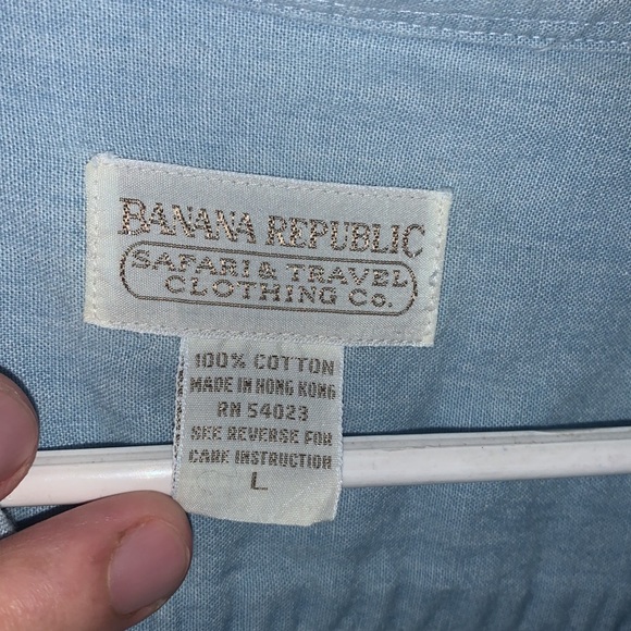 Banana Republic Vintage Large Denim Duck Stitched Long Sleeve Button Up - Picture 2 of 4